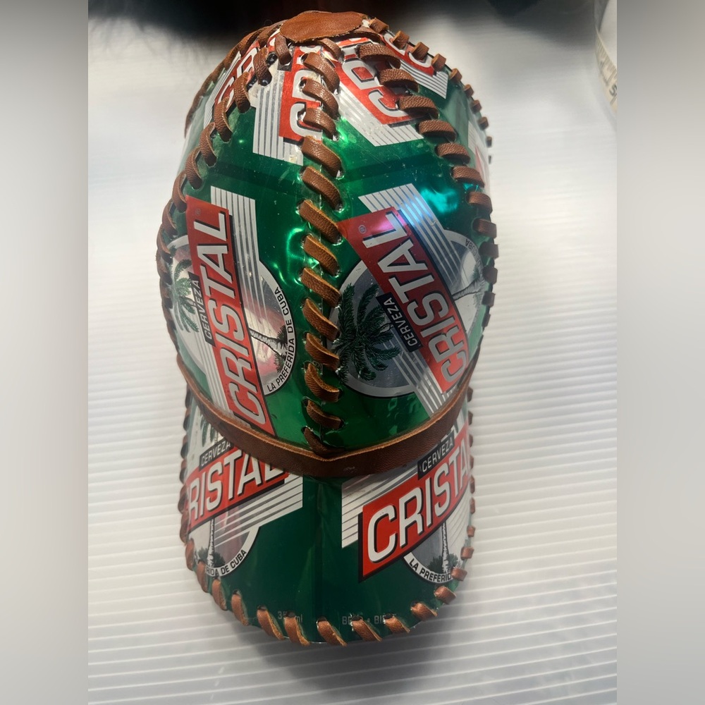 Cristal Beer Can Hat with Leather Stitching